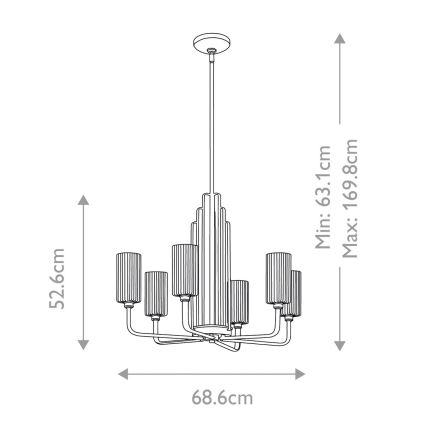 Quintiesse - Hanglamp met stang KIMROSE 6xE14/40W/230V Ø 68,6 cm goudkleurig