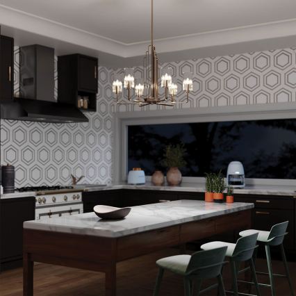 Quintiesse - Kroonluchter met stang KIMROSE 6xE14/40W/230V Ø 68,6 cm glanzend chroom