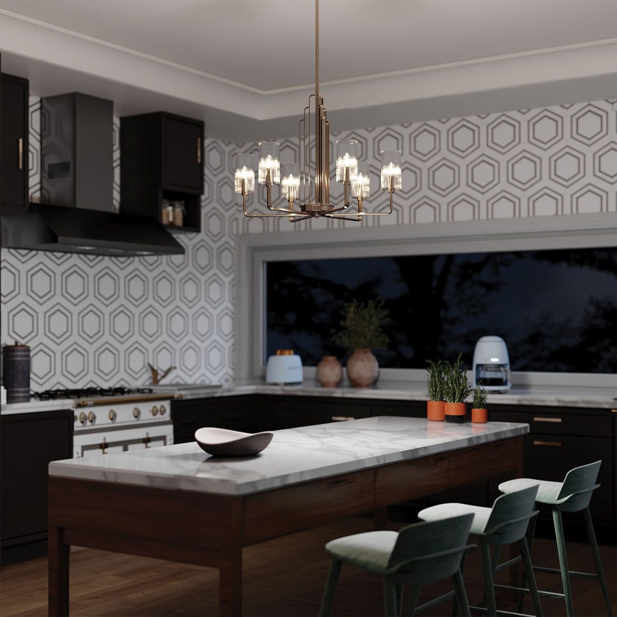 Quintiesse - Kroonluchter met stang KIMROSE 6xE14/40W/230V Ø 68,6 cm glanzend chroom