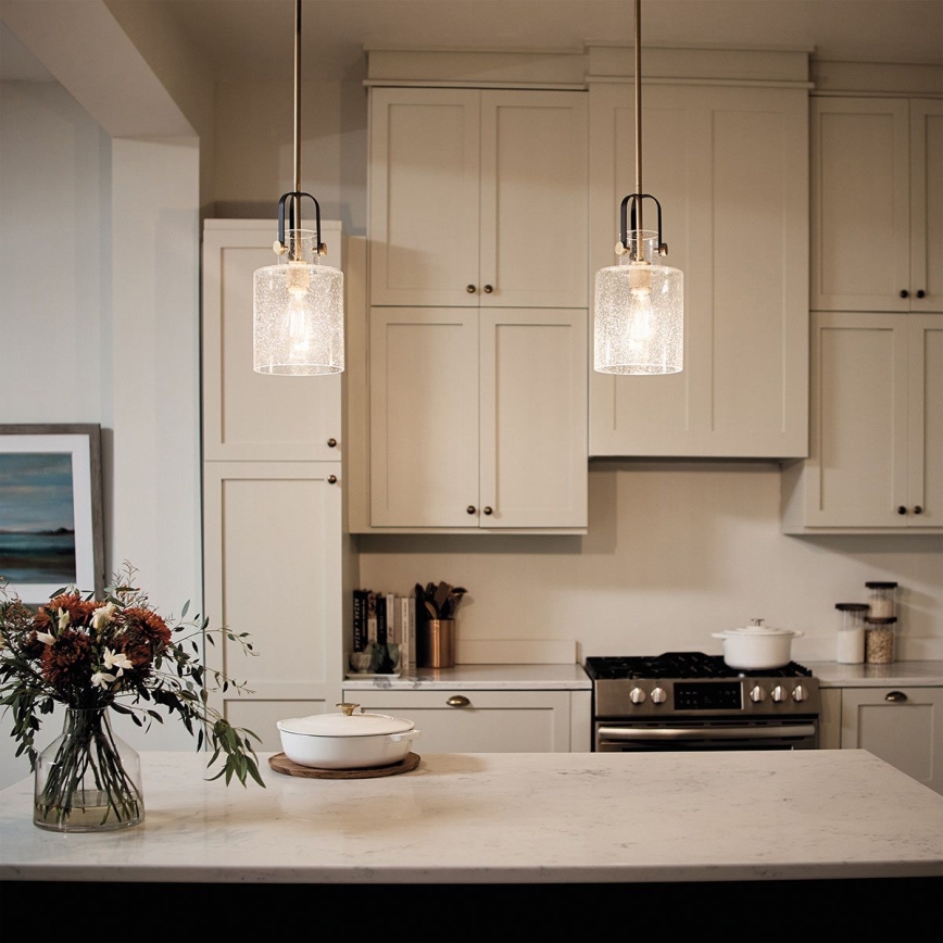 Quintiesse - Hanglamp aan stang KITNER 1xE27/60W/230V pr. 18 cm goud/zwart