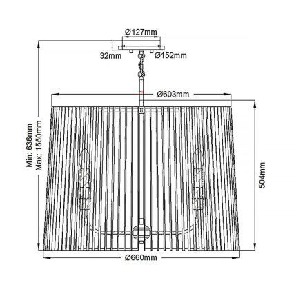Quintiesse - Kroonluchter aan stang LINARA 6xE14/60W/230V Ø 66 cm zwart/goud
