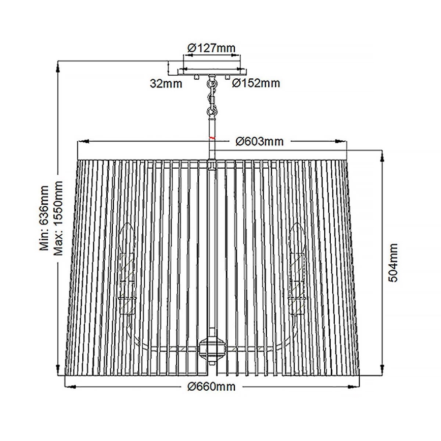 Quintiesse - Kroonluchter aan stang LINARA 6xE14/60W/230V Ø 66 cm zwart/goud