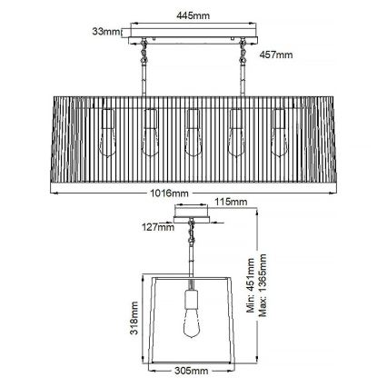 Quintiesse - Hanglamp met staaf LINARA 5xE27/60W/230V zwart/goud