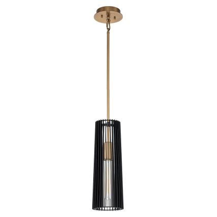 Quintiesse - Hanglamp met stang LINARA 1xE27/60W/230V Ø 15,2 cm zwart/goud