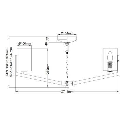 Quintiesse - Hanglamp aan stang NYE 6xE14/40W/230V Ø 71,1 cm mat chroom