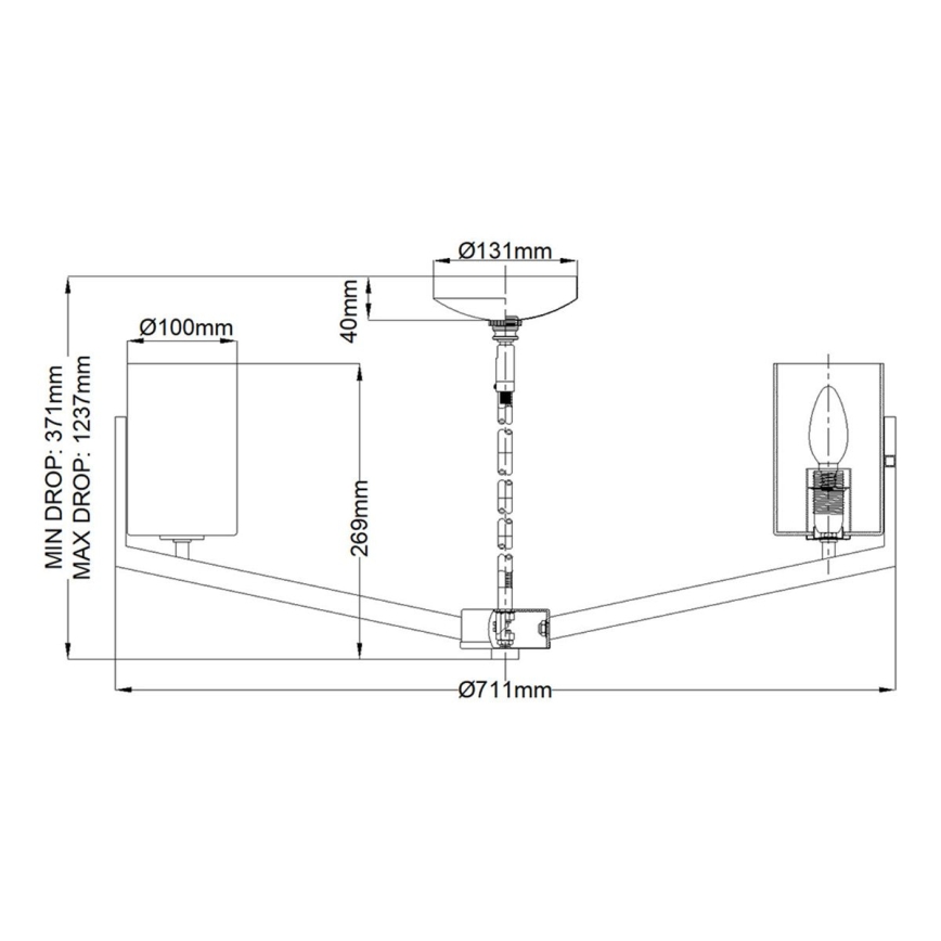 Quintiesse - Hanglamp aan stang NYE 6xE14/40W/230V Ø 71,1 cm mat chroom
