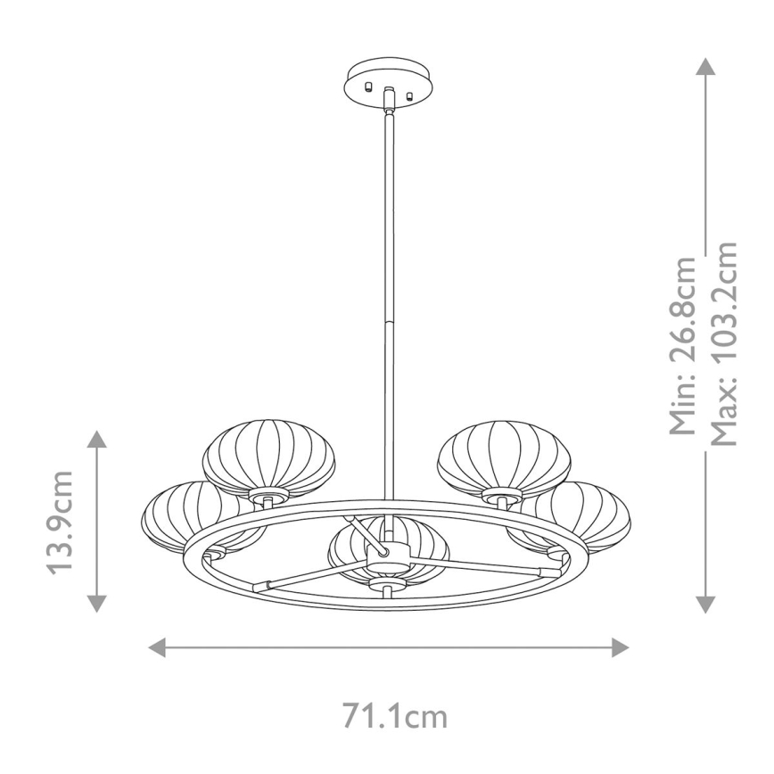 Quintiesse - LED badkamerkroonluchter met stang PIM 5xG9/3W/230V Ø 71,1 cm IP44 goud