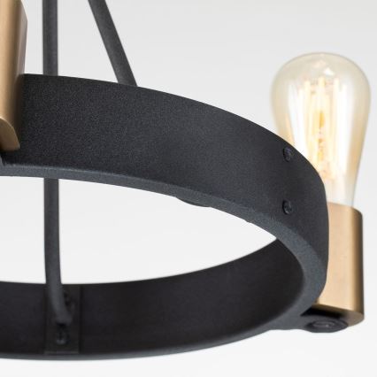 Quintiesse - Hanglamp met stang SILAS 3xE27/60W/230V Ø 42,2 cm zwart/goud