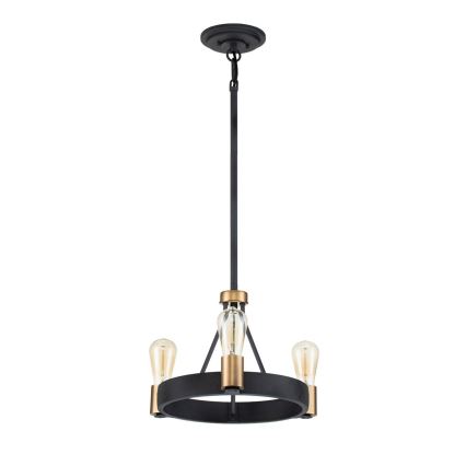 Quintiesse - Hanglamp met stang SILAS 3xE27/60W/230V Ø 42,2 cm zwart/goud