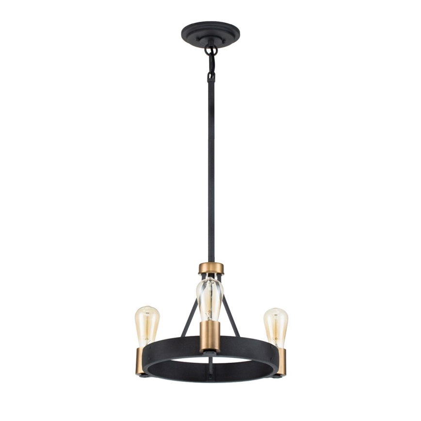 Quintiesse - Hanglamp met stang SILAS 3xE27/60W/230V Ø 42,2 cm zwart/goud