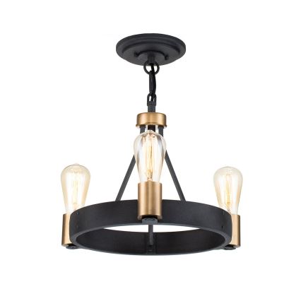 Quintiesse - Hanglamp met stang SILAS 3xE27/60W/230V Ø 42,2 cm zwart/goud