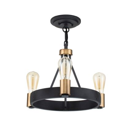Quintiesse - Hanglamp met stang SILAS 3xE27/60W/230V Ø 42,2 cm zwart/goud