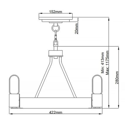 Quintiesse - Hanglamp met stang SILAS 3xE27/60W/230V Ø 42,2 cm zwart/goud