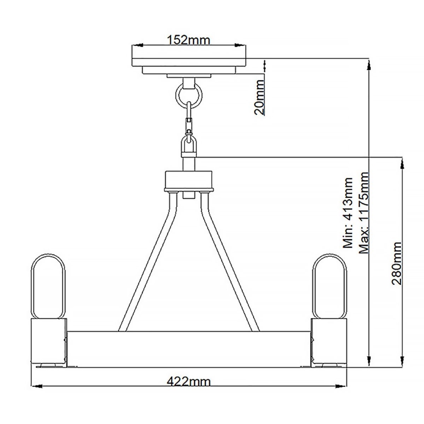 Quintiesse - Hanglamp met stang SILAS 3xE27/60W/230V Ø 42,2 cm zwart/goud