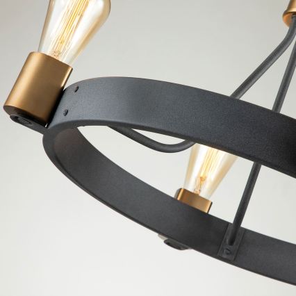 Quintiesse - Kroonluchter op stang SILAS 4xE27/60W/230V Ø 54,9 cm zwart/goud