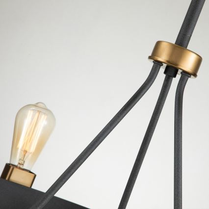 Quintiesse - Hanglamp met stang SILAS 6xE27/60W/230V Ø 72,3 cm zwart/goud
