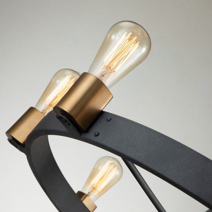 Quintiesse - Hanglamp SILAS op staaf 8xE27/60W/230V Ø 82,9 cm zwart/goud