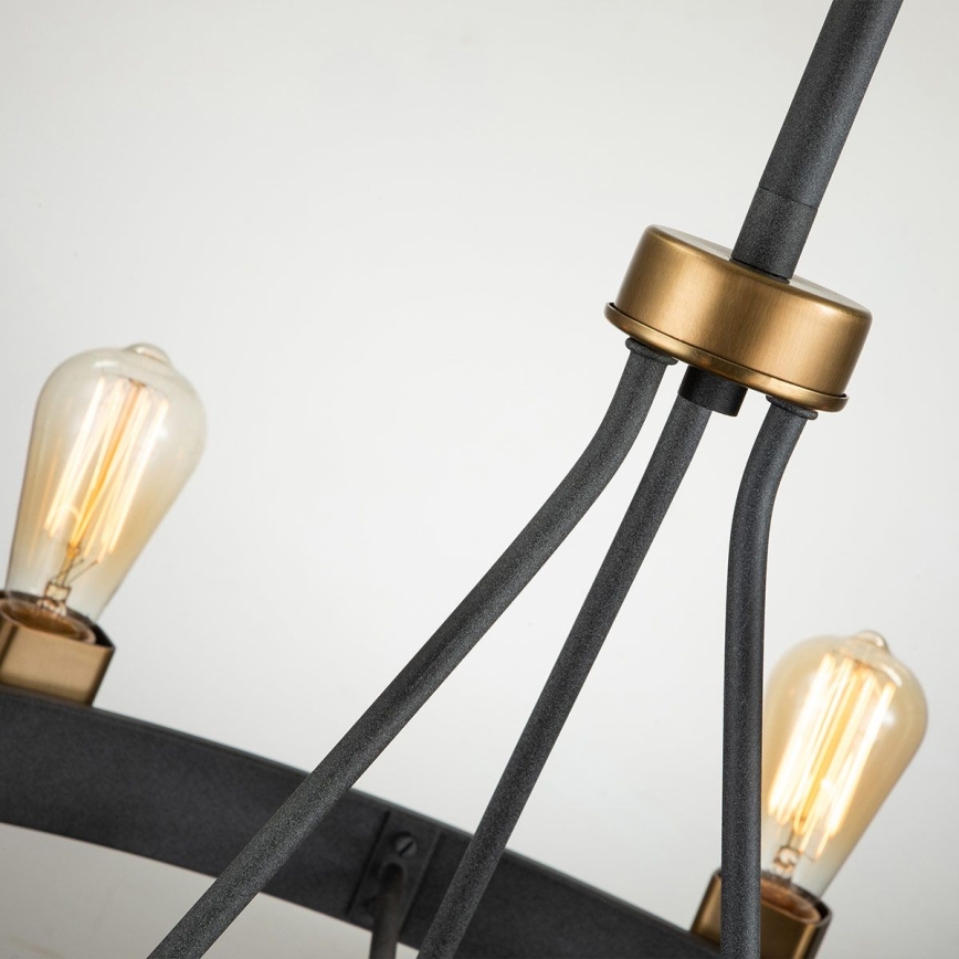 Quintiesse - Hanglamp SILAS op staaf 8xE27/60W/230V Ø 82,9 cm zwart/goud