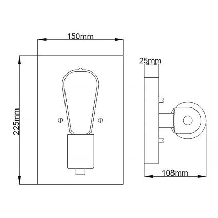Quintiesse - Wandlamp SILAS 1xE27/60W/230V zwart/goud