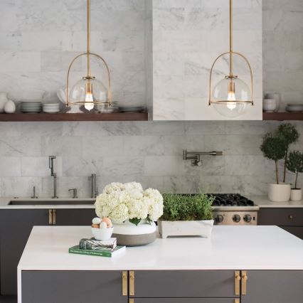 Quintiesse - Hanglamp aan stang SOMERSET 1xE27/60W/230V Ø 28,9 cm bronskleurig