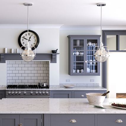 Quintiesse - Buitenlantaarn op paal TRIOCENT 1xE27/40W/230V IP44 glanzend chroom