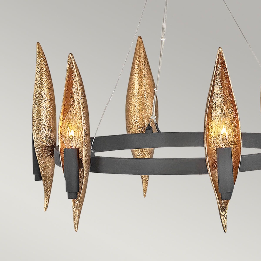 Quintiesse - Kroonluchter aan kabel WILLOW 6xE14/40W/230V Ø 61 cm goud/zwart
