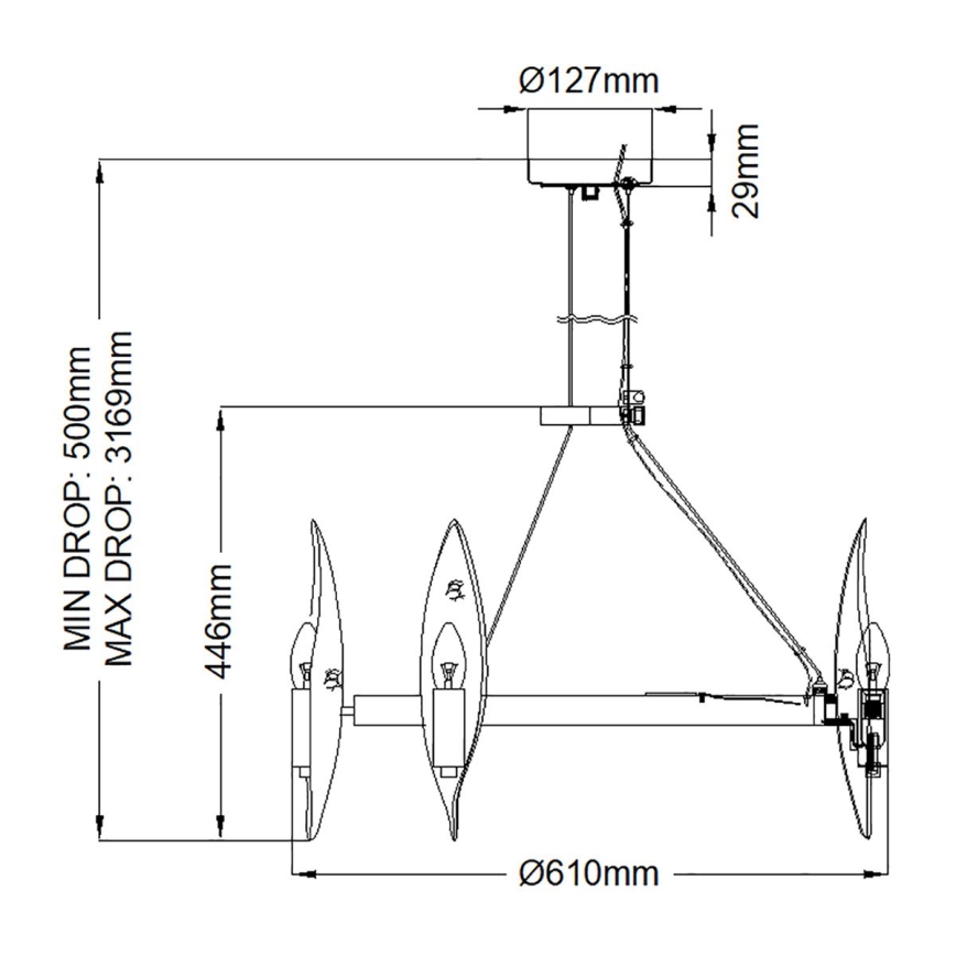 Quintiesse - Kroonluchter aan kabel WILLOW 6xE14/40W/230V Ø 61 cm goud/zwart