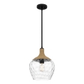 Quoizel - Hanglamp met vaste pendel ROYER 1xE27/60W/230V diameter 30,2 cm doorzichtig/zwart/beige