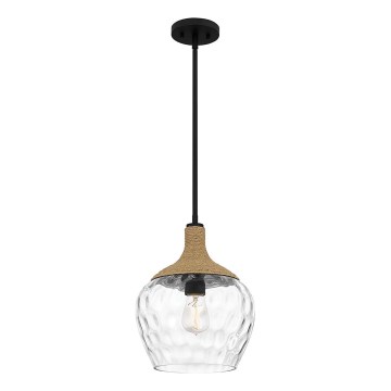 Quoizel - Hanglamp met vaste pendel ROYER 1xE27/60W/230V diameter 30,2 cm doorzichtig/zwart/beige