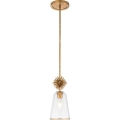 Quoizel - Hanglamp met vaste pendel STARING 1xE27/40W/230V diameter 18,4 cm goud/patina/doorzichtig