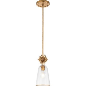Quoizel - Hanglamp met vaste pendel STARING 1xE27/40W/230V diameter 18,4 cm goud/patina/doorzichtig