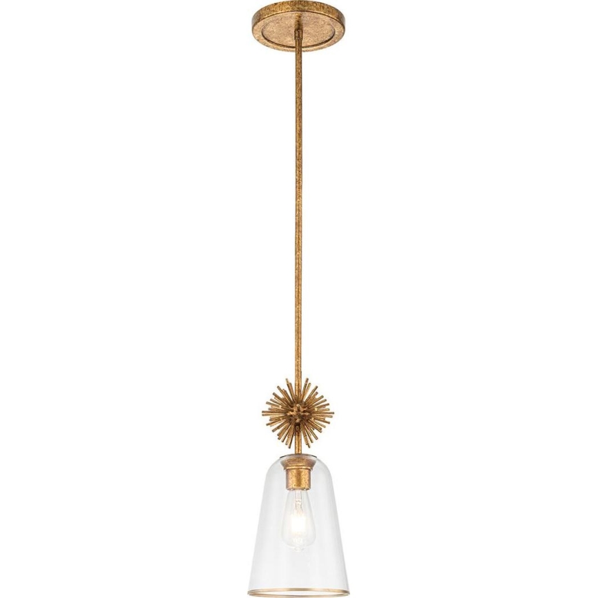 Quoizel - Hanglamp met vaste pendel STARING 1xE27/40W/230V diameter 18,4 cm goud/patina/doorzichtig