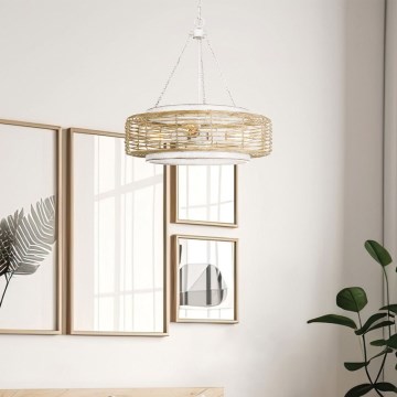 Quoizel - Kroonluchter aan ketting WAYLON 4xE27/60W/230V Ø 50,4 cm bruin/wit