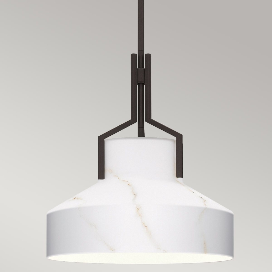 Quoizel - Hanglamp met stang BRECKEN 2xE27/60W/230V zwart/marmerdecor
