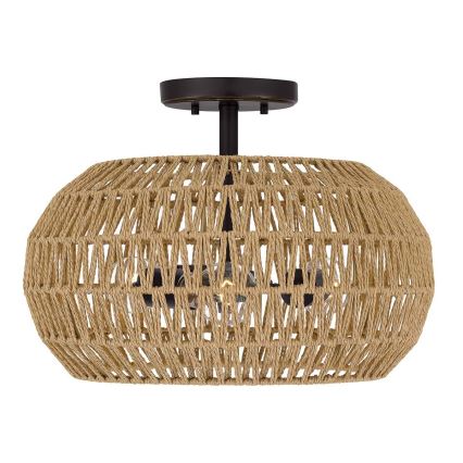 Quoizel - Plafondlamp CASABLANCA 3xE27/60W/230V bruin
