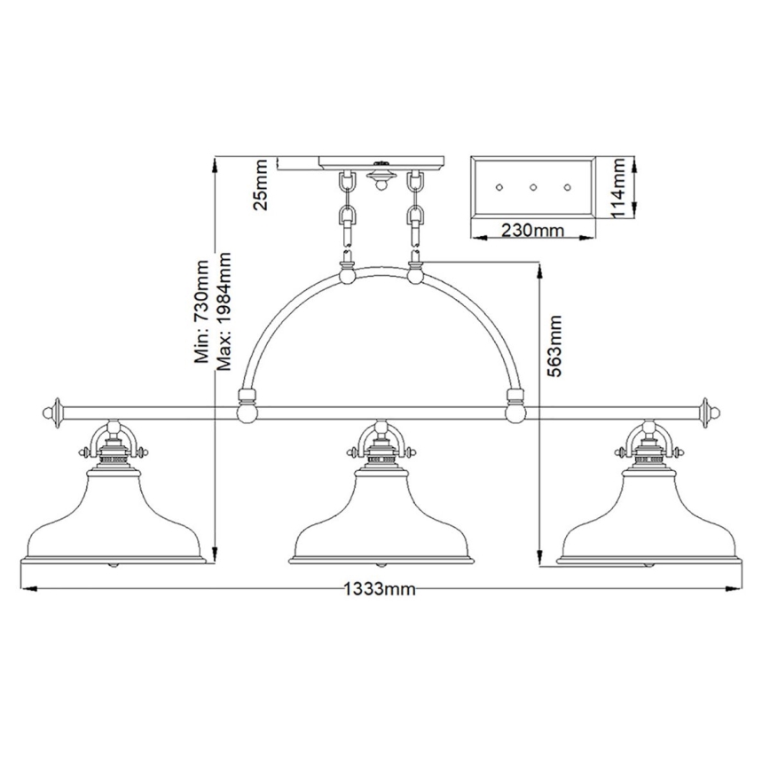 Quoizel - Hanglamp aan een ketting EMERY 3xE27/100W/230V messing