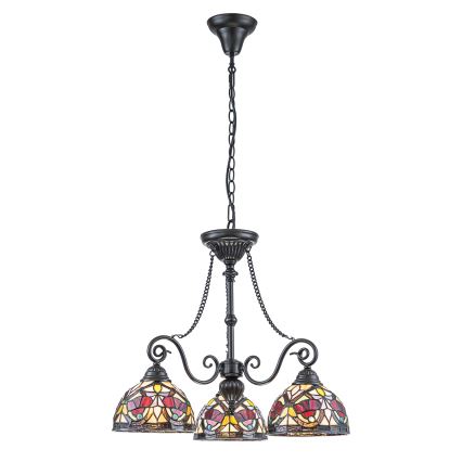 Quoizel - Tiffany-kroonluchter aan ketting LARISSA 3xE27/60W/230V Ø 63,6 cm