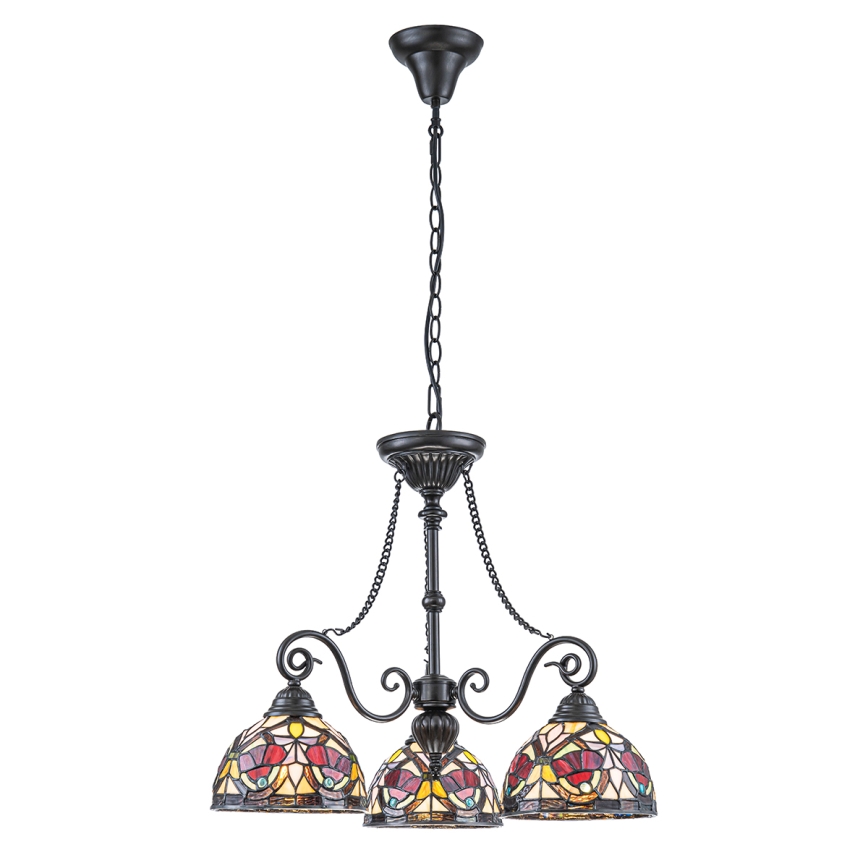 Quoizel - Tiffany-kroonluchter aan ketting LARISSA 3xE27/60W/230V Ø 63,6 cm