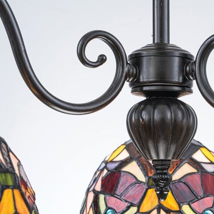 Quoizel - Tiffany-kroonluchter aan ketting LARISSA 3xE27/60W/230V Ø 63,6 cm