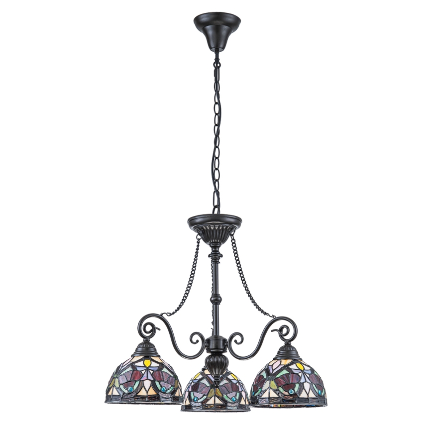 Quoizel - Tiffany-kroonluchter aan ketting LARISSA 3xE27/60W/230V Ø 63,6 cm