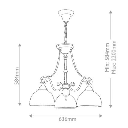 Quoizel - Tiffany-kroonluchter aan ketting LARISSA 3xE27/60W/230V Ø 63,6 cm