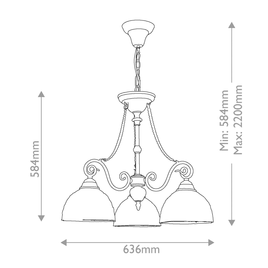 Quoizel - Tiffany-kroonluchter aan ketting LARISSA 3xE27/60W/230V Ø 63,6 cm