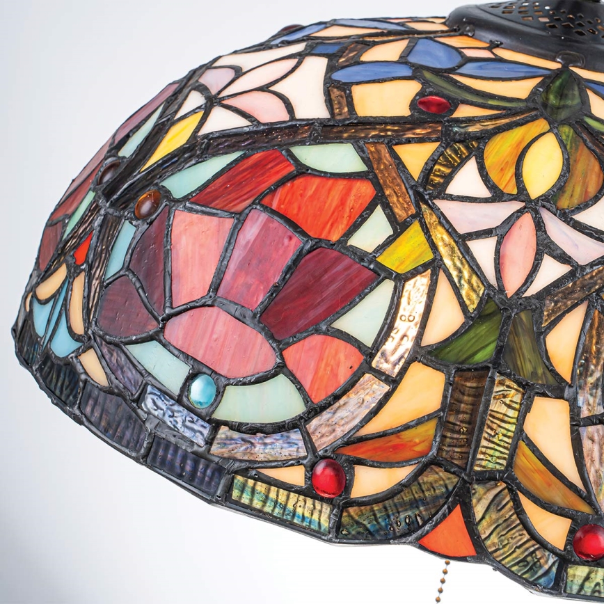 Quoizel - Tiffany-kroonluchter LARISSA met ketting, 3xE27/60W/230V, Ø 38,5 cm