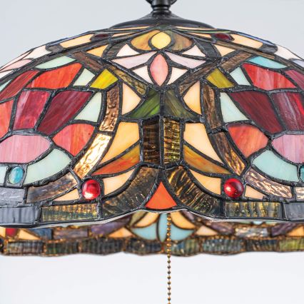 Quoizel - Tiffany-kroonluchter LARISSA met ketting, 3xE27/60W/230V, Ø 38,5 cm