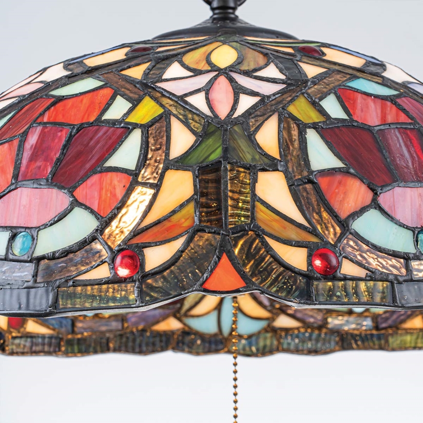 Quoizel - Tiffany-kroonluchter LARISSA met ketting, 3xE27/60W/230V, Ø 38,5 cm