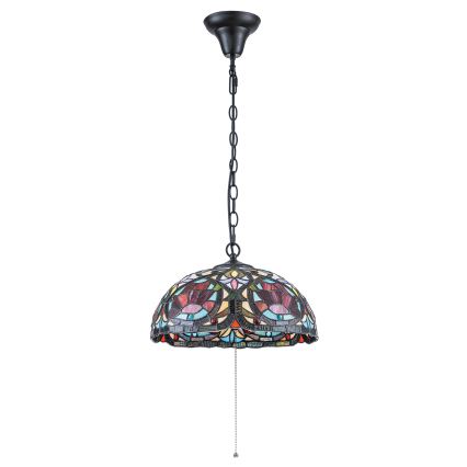 Quoizel - Tiffany-kroonluchter LARISSA met ketting, 3xE27/60W/230V, Ø 38,5 cm