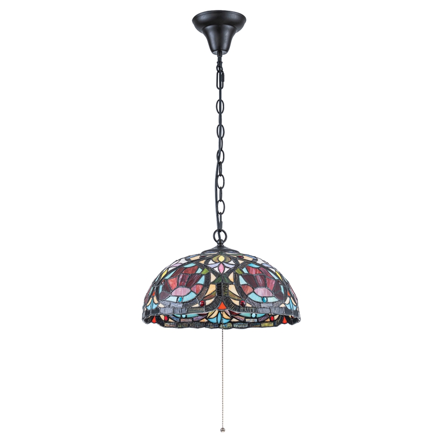 Quoizel - Tiffany-kroonluchter LARISSA met ketting, 3xE27/60W/230V, Ø 38,5 cm