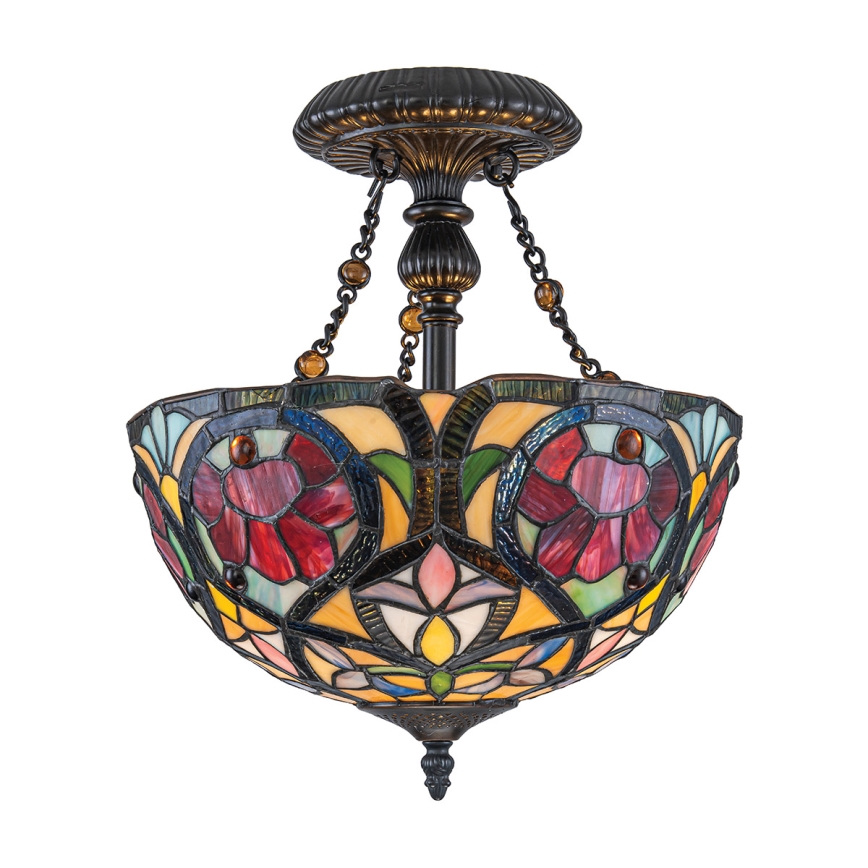 Quoizel - Opbouwkroonluchter Tiffany LARISSA 2xE27/60W/230V Ø 35 cm