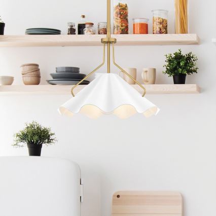 Quoizel - Hanglamp met vaste pendel MEJIA 1xE27/60W/230V diameter 35,6 cm messing