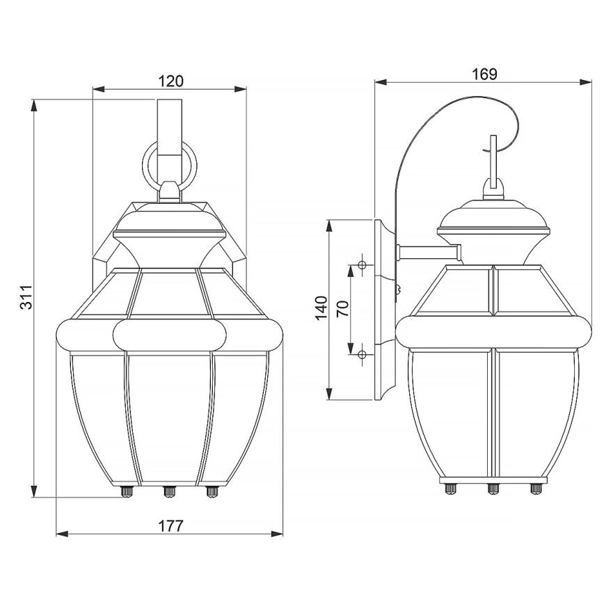 Quoizel - Buitenwandlamp NEWBURY 1xE27/60W/230V IP44 in koper